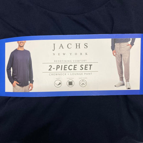 Jachs Men's 2 Piece Lounge Set - Crewneck + Lounge Pant - Navy/Stone SIZE - Large