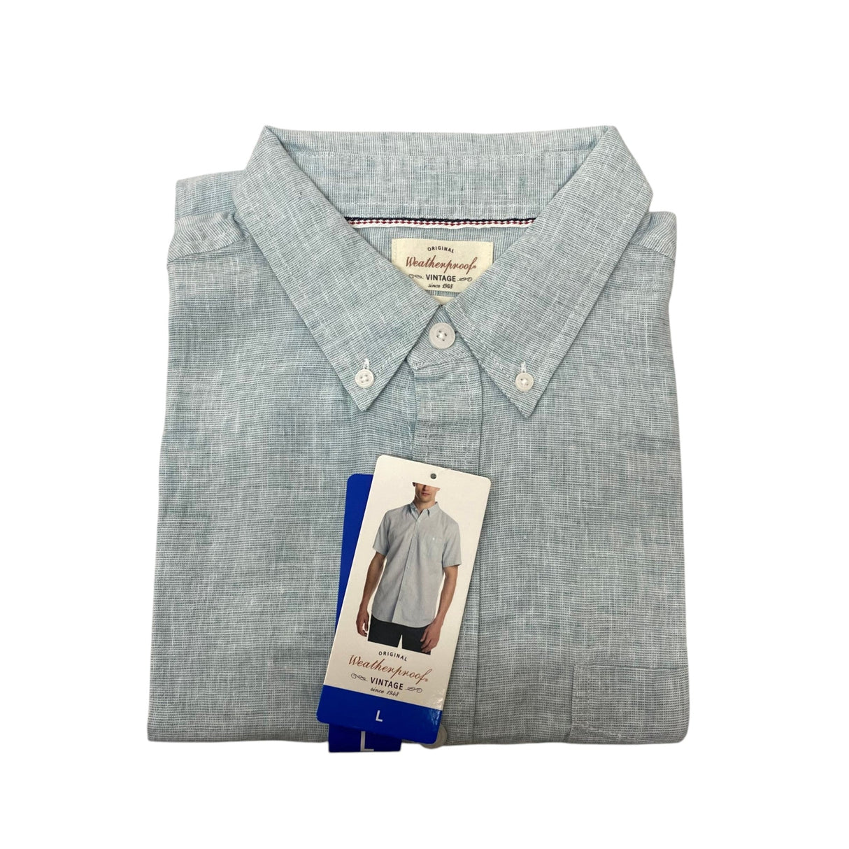 Weatherproof Men's Short Sleeve Linen Button Up Shirt SIZE - Large