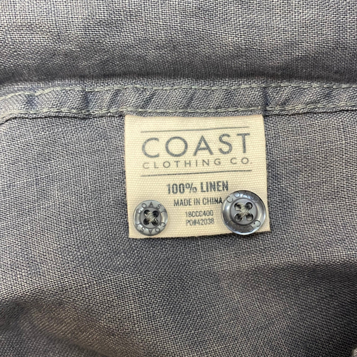 Coast Men's Long Sleeve Linen Button Up Shirt SIZE - Extra Large