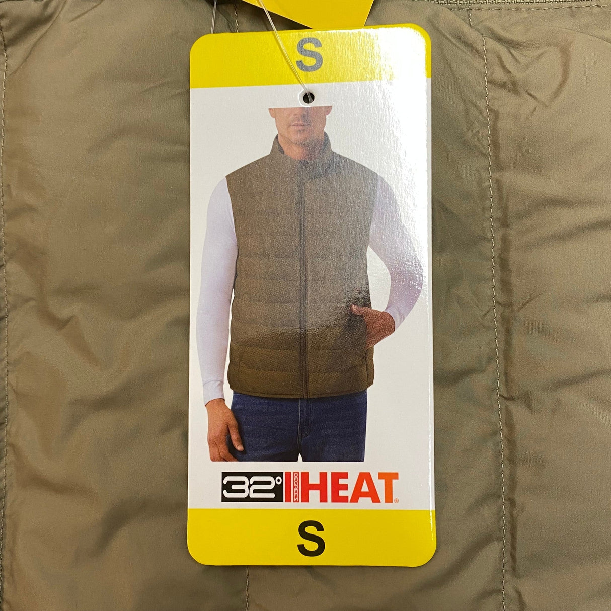 32 Degrees Men's Puffer Vest - Khaki SIZE - Small