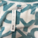 DKNY Women's Shawl Collar Long Plush Robe - Blue SIZE - Large