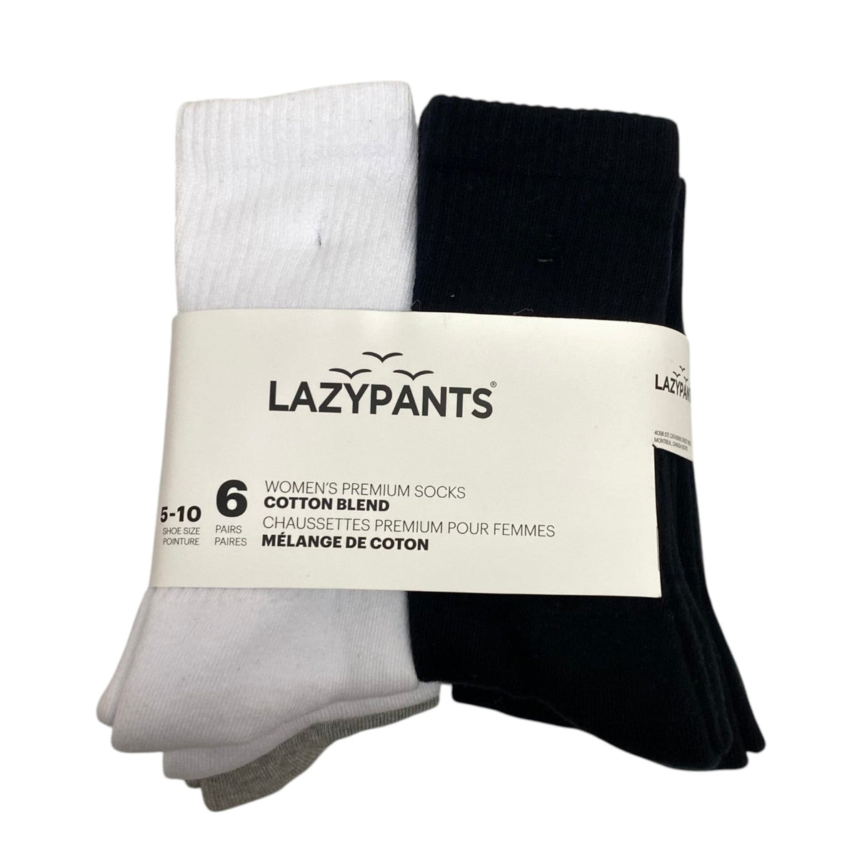 Lazypants Women's 6x Premium Cotton Blend Crew Socks