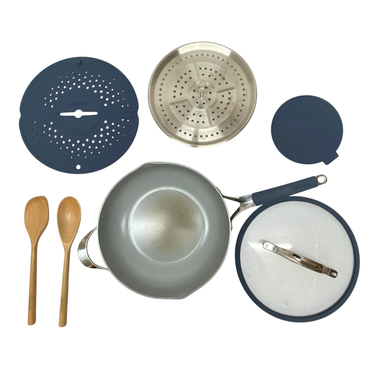Tramontina All In One Ceramic Frying Pan with 2x Wooden Spoons