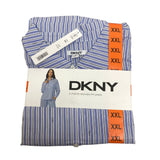DKNY Women's 2 Piece Lightweight Woven Pyjama Set - Blue Stripe SIZE - XXL