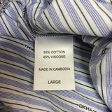 DKNY Women's 2 Piece Lightweight Woven Pyjama Set - Blue Stripe SIZE - Large