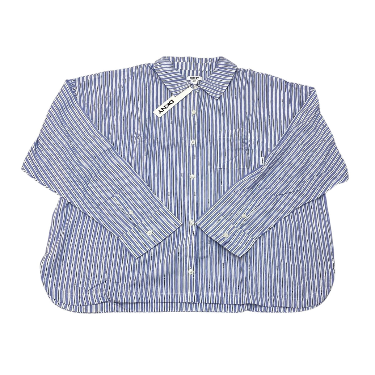 DKNY Women's 2 Piece Lightweight Woven Pyjama Set - Blue Stripe SIZE - Large