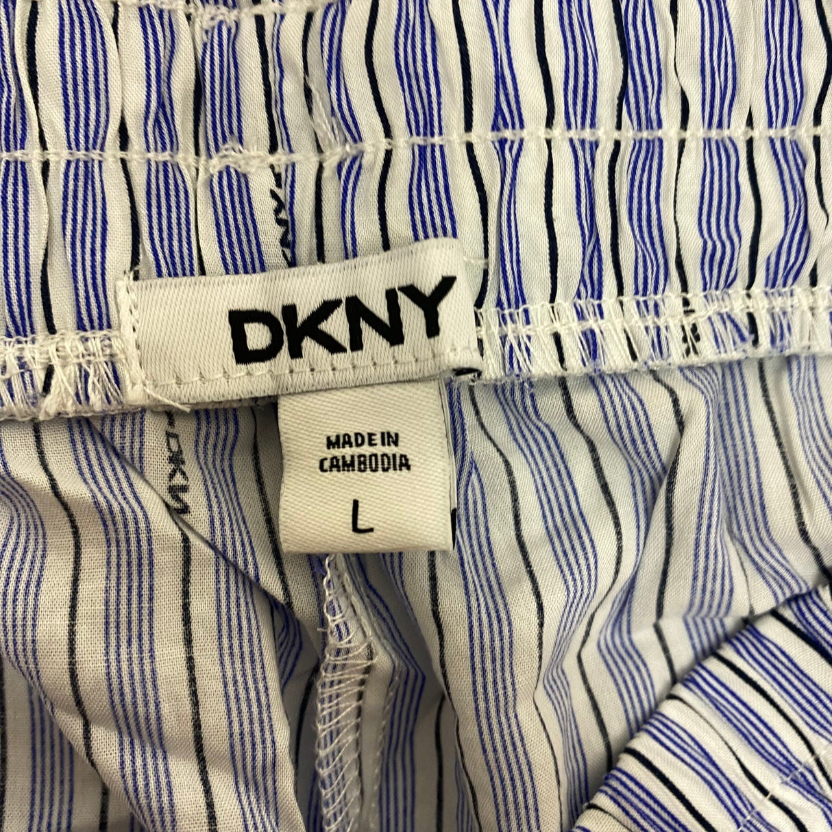 DKNY Women's 2 Piece Lightweight Woven Pyjama Set - Blue Stripe SIZE - Large