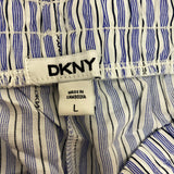 DKNY Women's 2 Piece Lightweight Woven Pyjama Set - Blue Stripe SIZE - Large