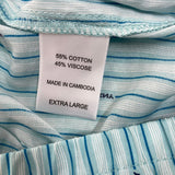 DKNY Women's 2 Piece Lightweight Woven Pyjama Set - Green Stripe SIZE - Extra Large