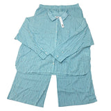 DKNY Women's 2 Piece Lightweight Woven Pyjama Set - Green Stripe SIZE - XXL