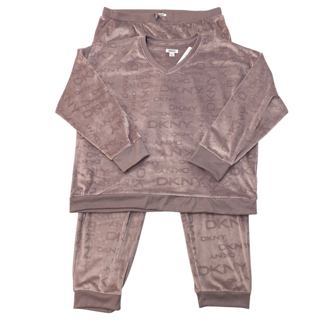 DKNY Women's 2 Piece Velour Lounge Set - Mauve SIZE - XXL