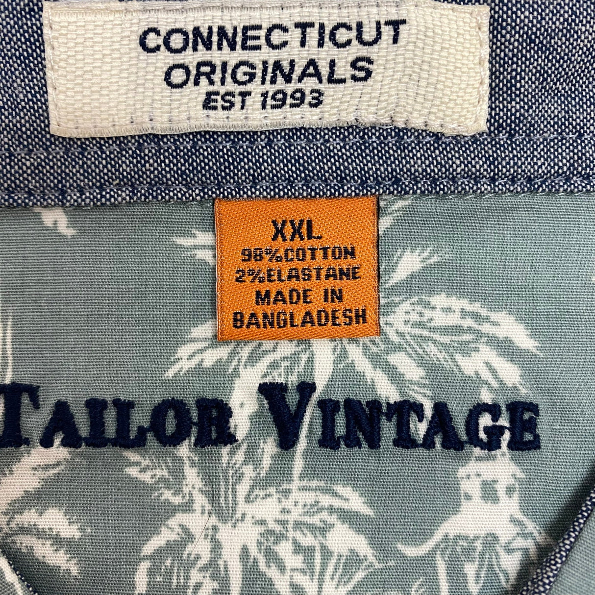 Tailor Vintage Men's Tropical Waves Shirt - Light Blue Palms SIZE - XXL