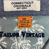 Tailor Vintage Men's Tropical Waves Shirt - Light Blue Palms SIZE - XXL