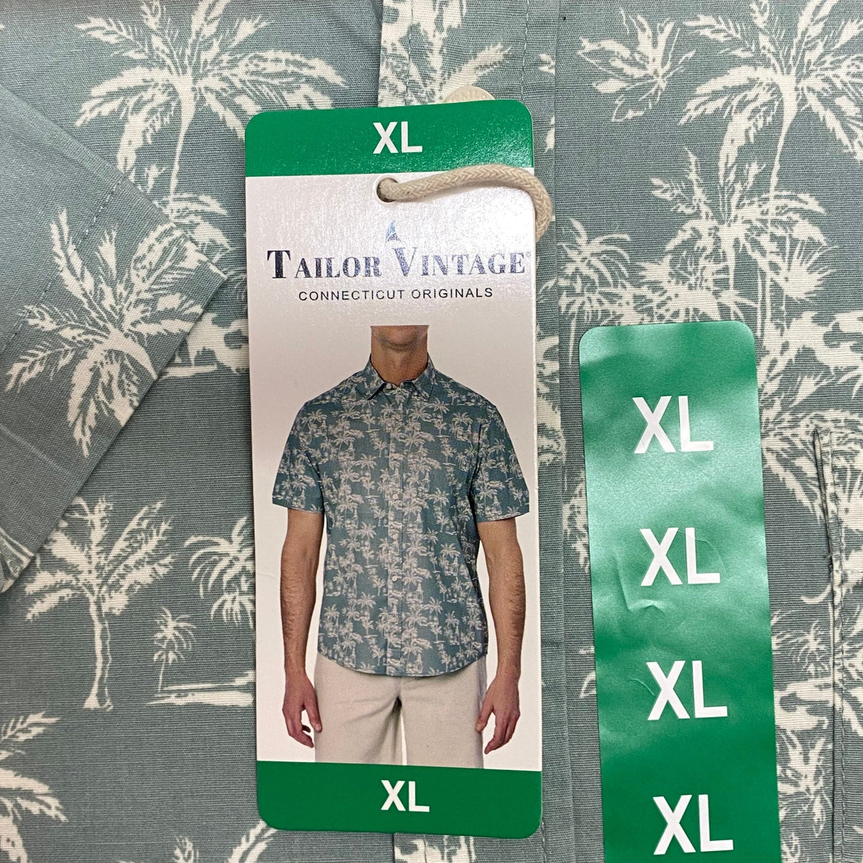 Tailor Vintage Men's Tropical Waves Shirt - Light Blue Palms SIZE - Extra Large
