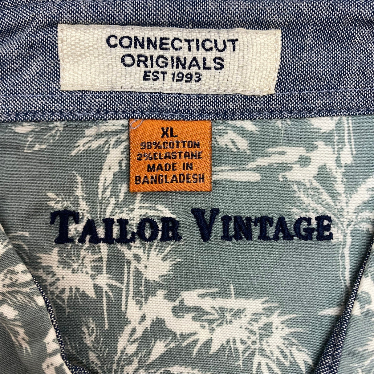 Tailor Vintage Men's Tropical Waves Shirt - Light Blue Palms SIZE - Extra Large