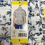 Tailor Vintage Men's Tropical Waves Shirt - White/Blue Palms SIZE - Small