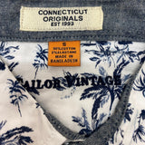 Tailor Vintage Men's Tropical Waves Shirt - White/Blue Palms SIZE - Small