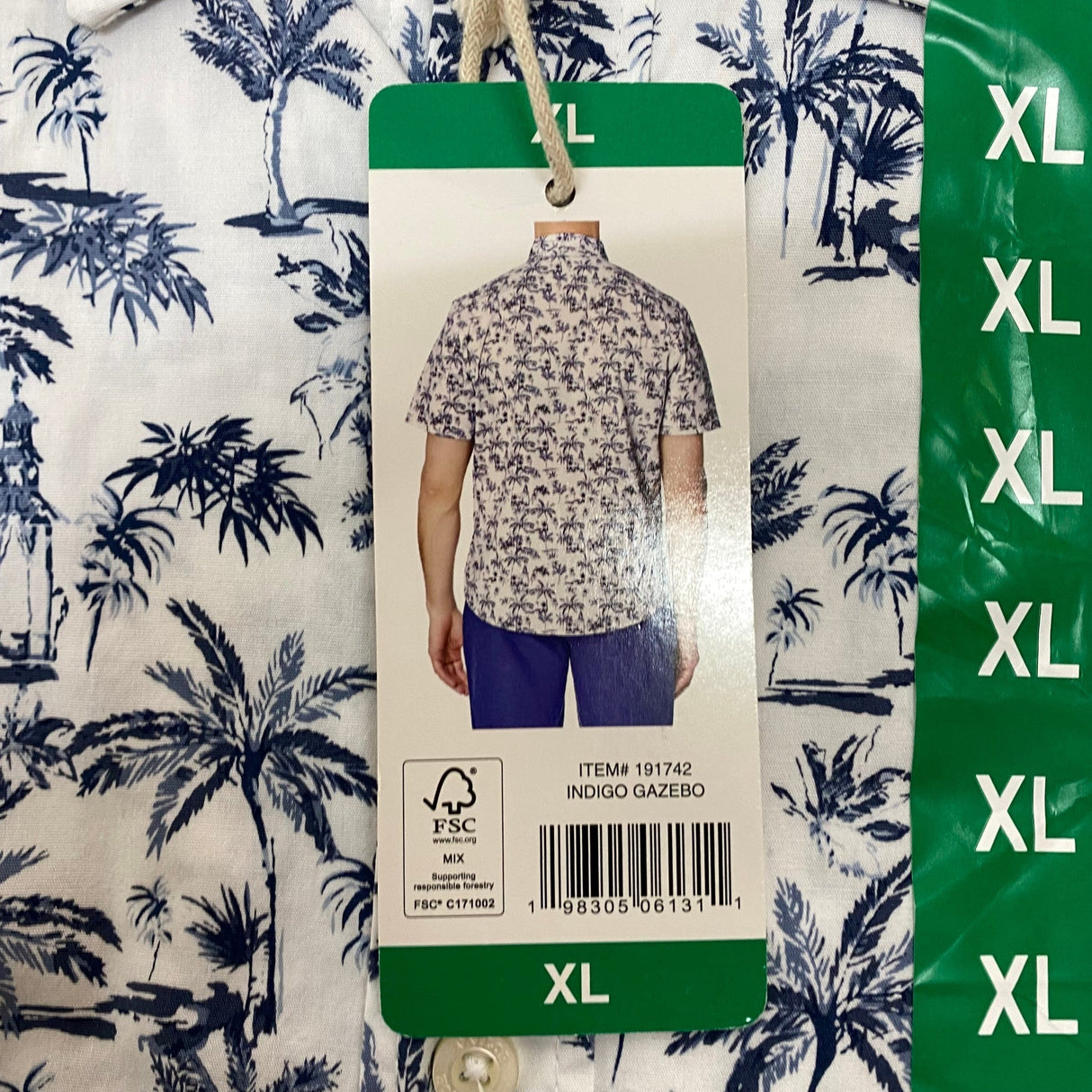 Tailor Vintage Men's Tropical Waves Shirt - White/Blue Palms SIZE - Extra Large