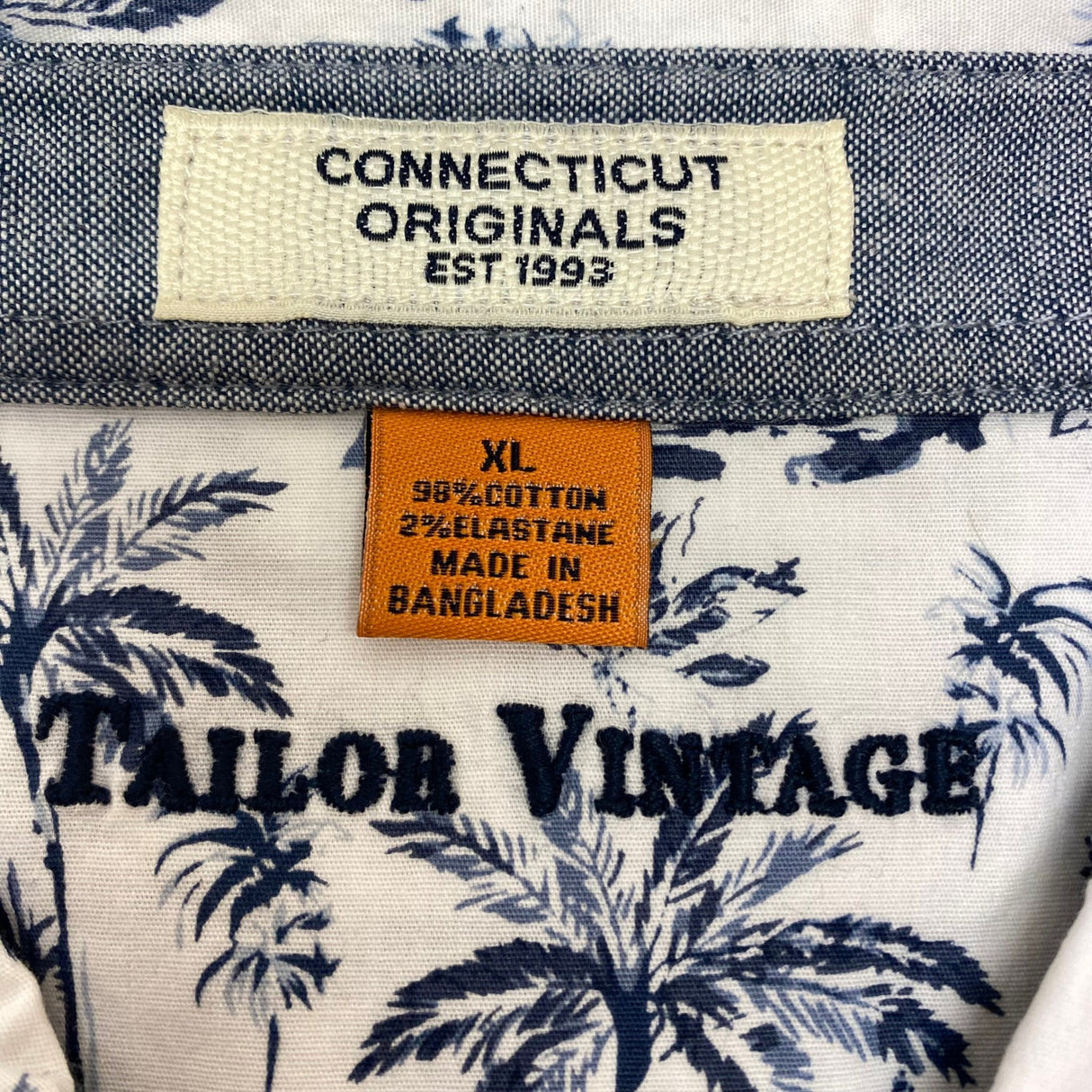 Tailor Vintage Men's Tropical Waves Shirt - White/Blue Palms SIZE - Extra Large