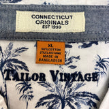 Tailor Vintage Men's Tropical Waves Shirt - White/Blue Palms SIZE - Extra Large