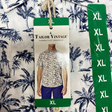 Tailor Vintage Men's Tropical Waves Shirt - White/Blue Palms SIZE - Extra Large