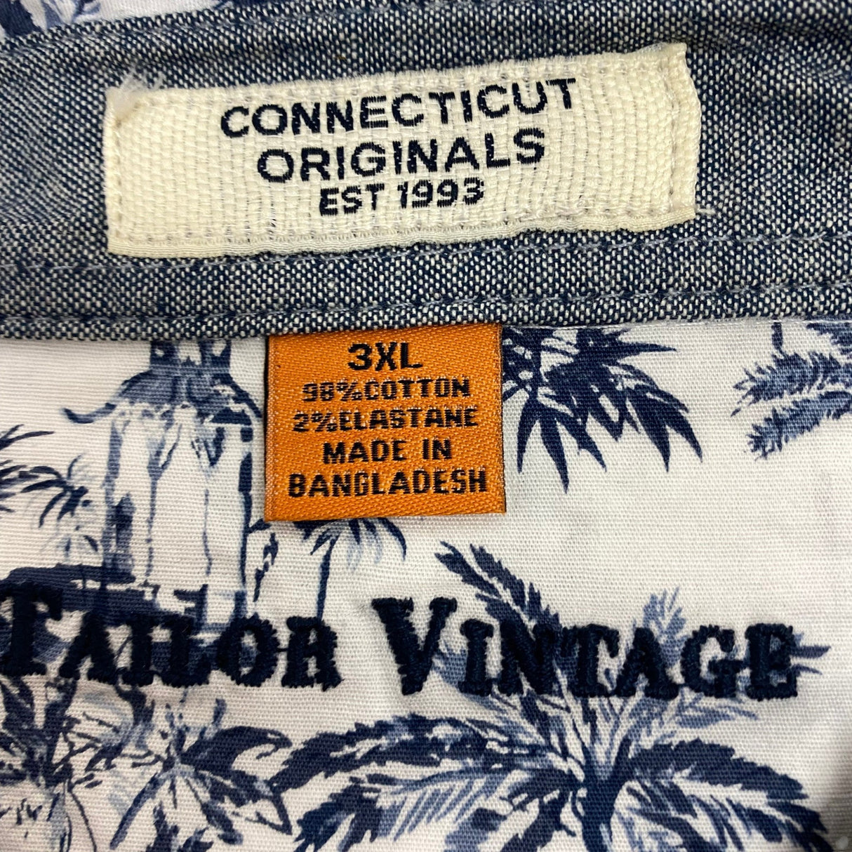 Tailor Vintage Men's Tropical Waves Shirt - White/Blue Palms SIZE - XXXL