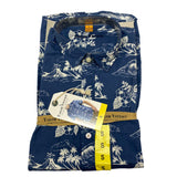 Tailor Vintage Men's Tropical Waves Shirt - Dark Blue Palms SIZE - Small