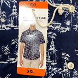 Tailor Vintage Men's Tropical Waves Shirt - Dark Blue Palms SIZE - XXL
