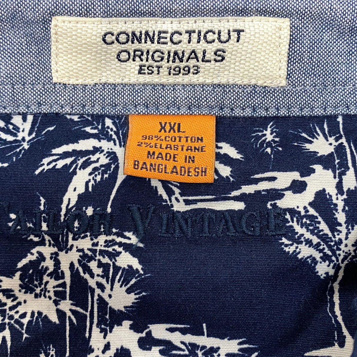Tailor Vintage Men's Tropical Waves Shirt - Dark Blue Palms SIZE - XXL