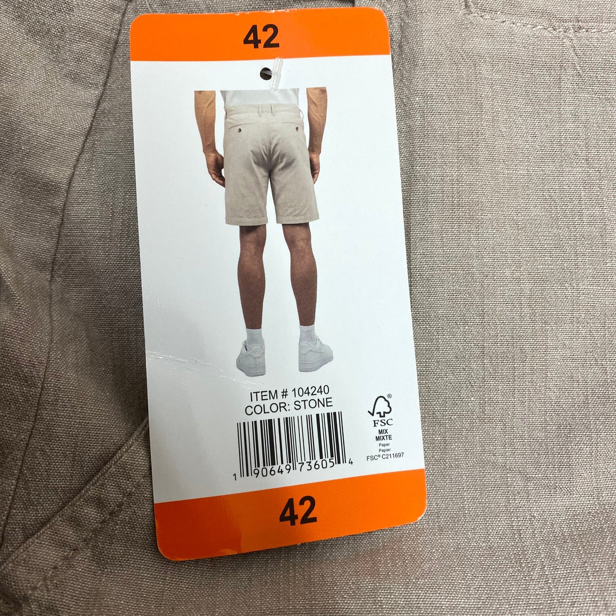 Jachs Men's Casual Chambray Shorts - Stone SIZE - 42