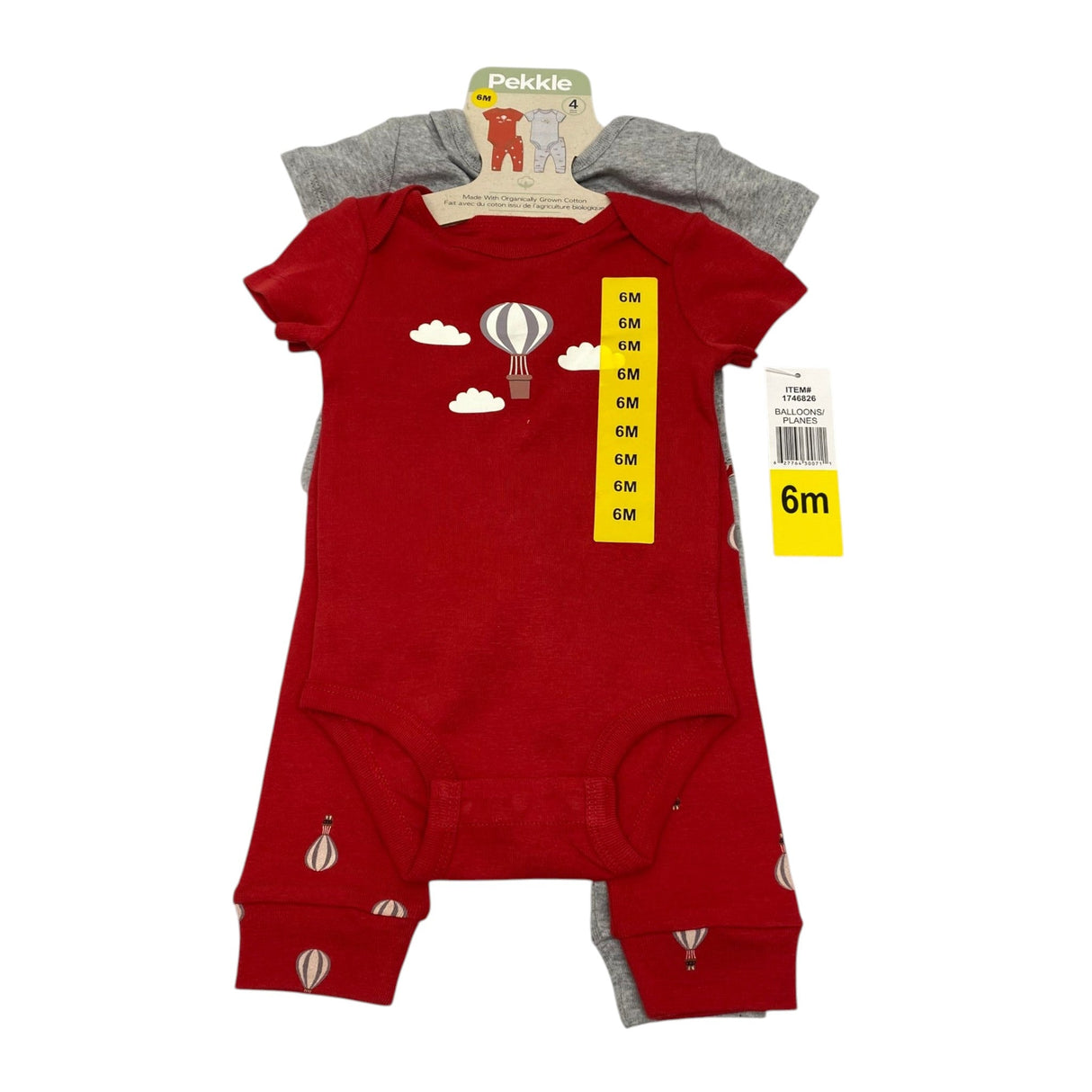 Pekkle Baby 4 Piece Cotton Daywear Set - Balloons/Planes - 6 Months