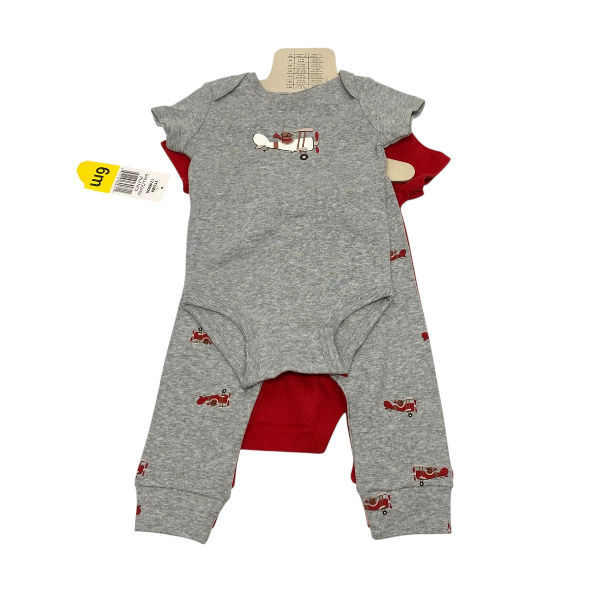 Pekkle Baby 4 Piece Cotton Daywear Set - Balloons/Planes - 6 Months