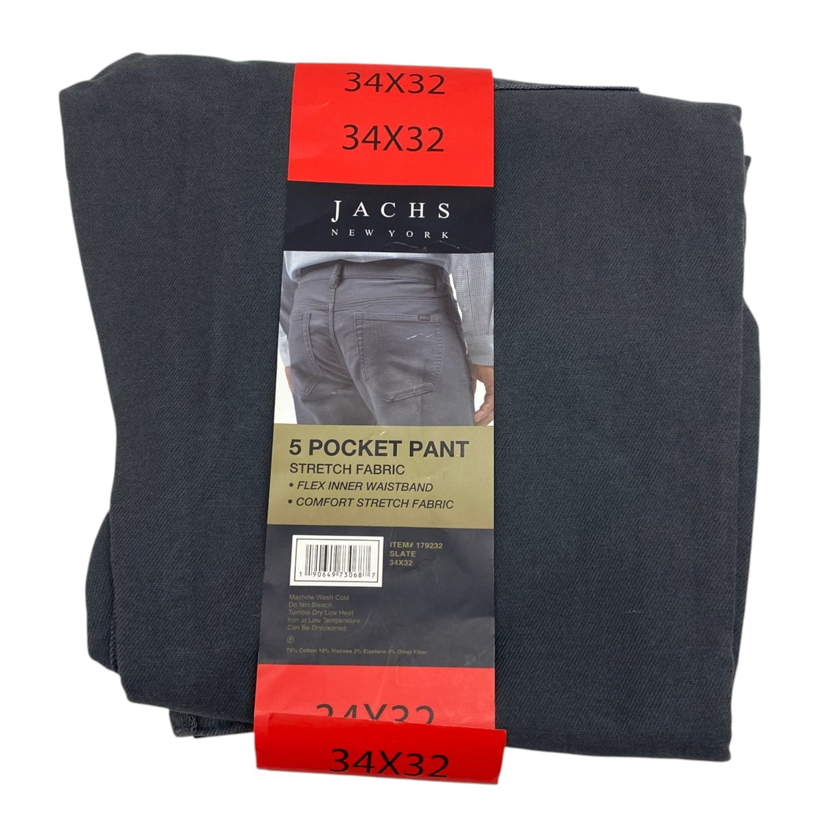 Jachs Men's Straight Fit 5 Pocket Pant - Slate SIZE - 34