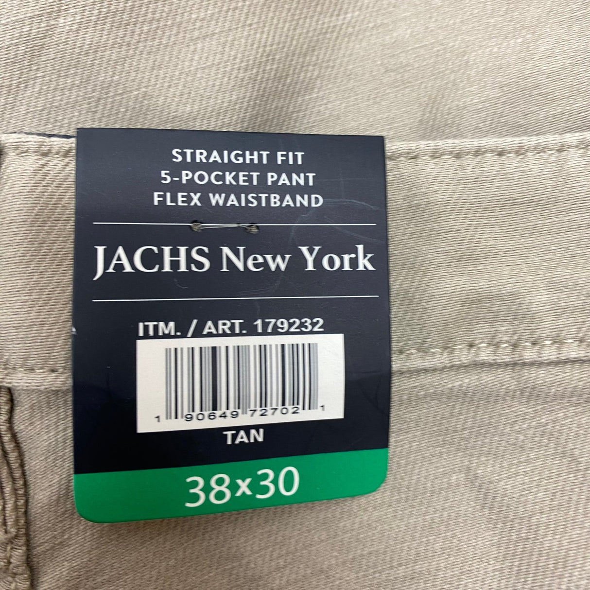 Jachs Men's Straight Fit 5 Pocket Pant - Tan SIZE - 38