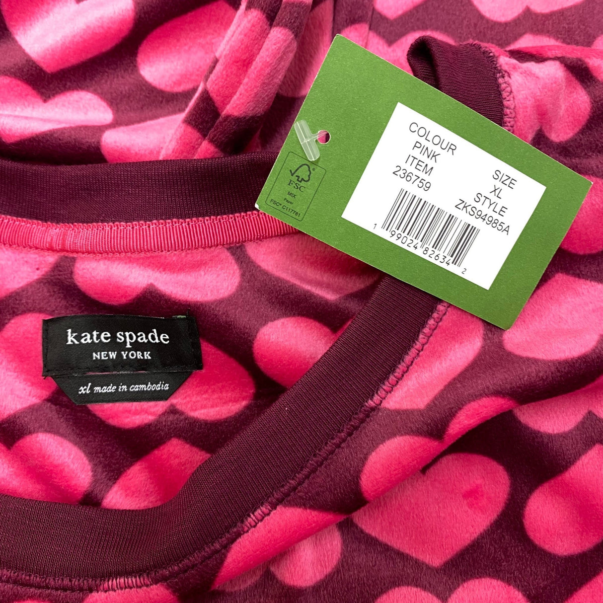 Kate Spade Women's Velour Jogger PJ Set - Hearts SIZE - Extra Large