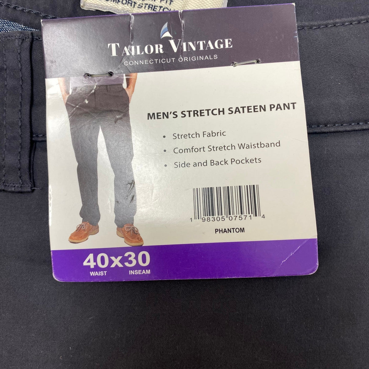 Tailor Vintage Men's Stretch Sateen Pant - Phantom SIZE - 40