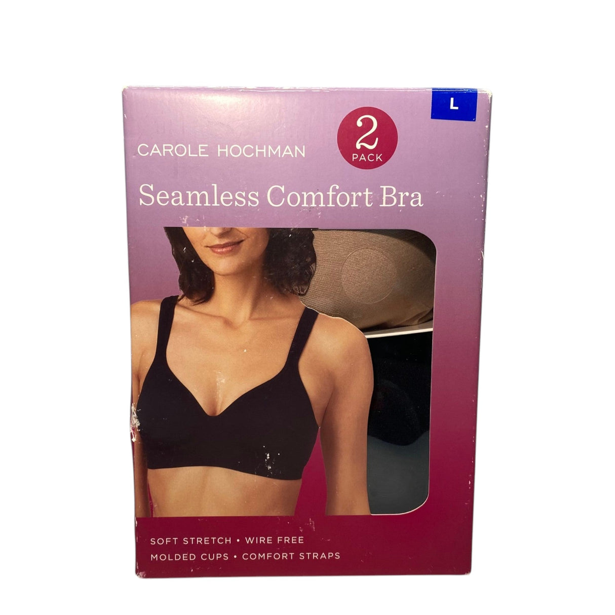 Carole Hochman 2 Pack Seamless Comfort Bra Black/Mocha SIZE - Large