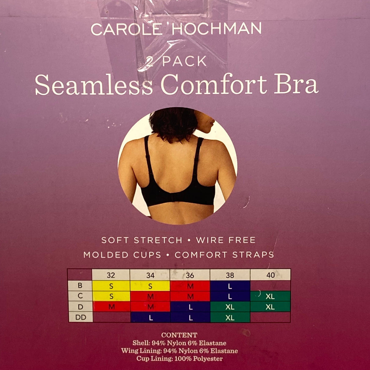 Carole Hochman 2 Pack Seamless Comfort Bra Black/Mocha SIZE - Large