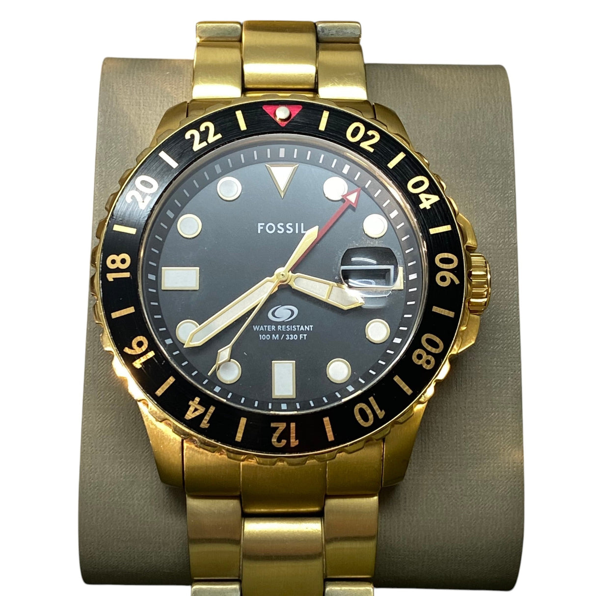 Fossil Blue GMT 46 mm Men's Gold-Tone Stainless Steel Watch