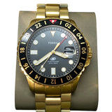 Fossil Blue GMT 46 mm Men's Gold-Tone Stainless Steel Watch