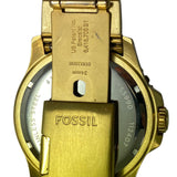 Fossil Blue GMT 46 mm Men's Gold-Tone Stainless Steel Watch