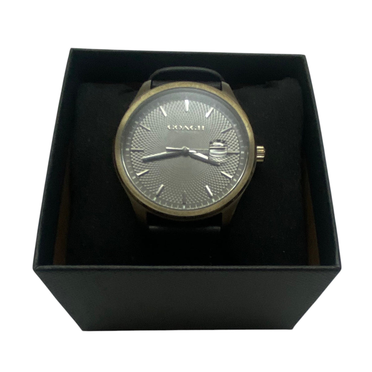 Coach Oliver Black Leather Strap Grey Dial Men's Watch