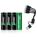Coast ZITHION-X AA/AAA USB-C Rechargeable Lithium Batteries 8 Pack