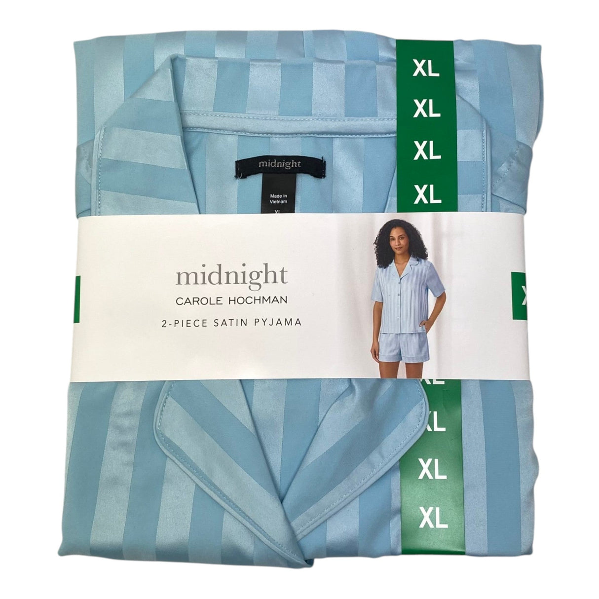 Carole Hochman Women's 2 Piece Satin Summer Pyjamas - Blue SIZE - Extra Large