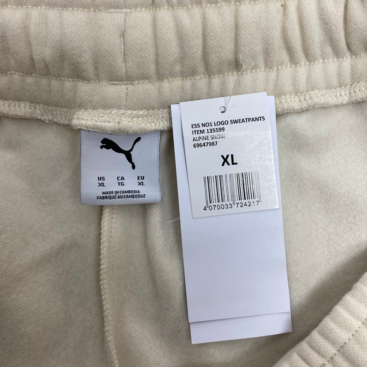 Puma Women's Fleece Trackpant - Alpine Snow SIZE - Extra Large