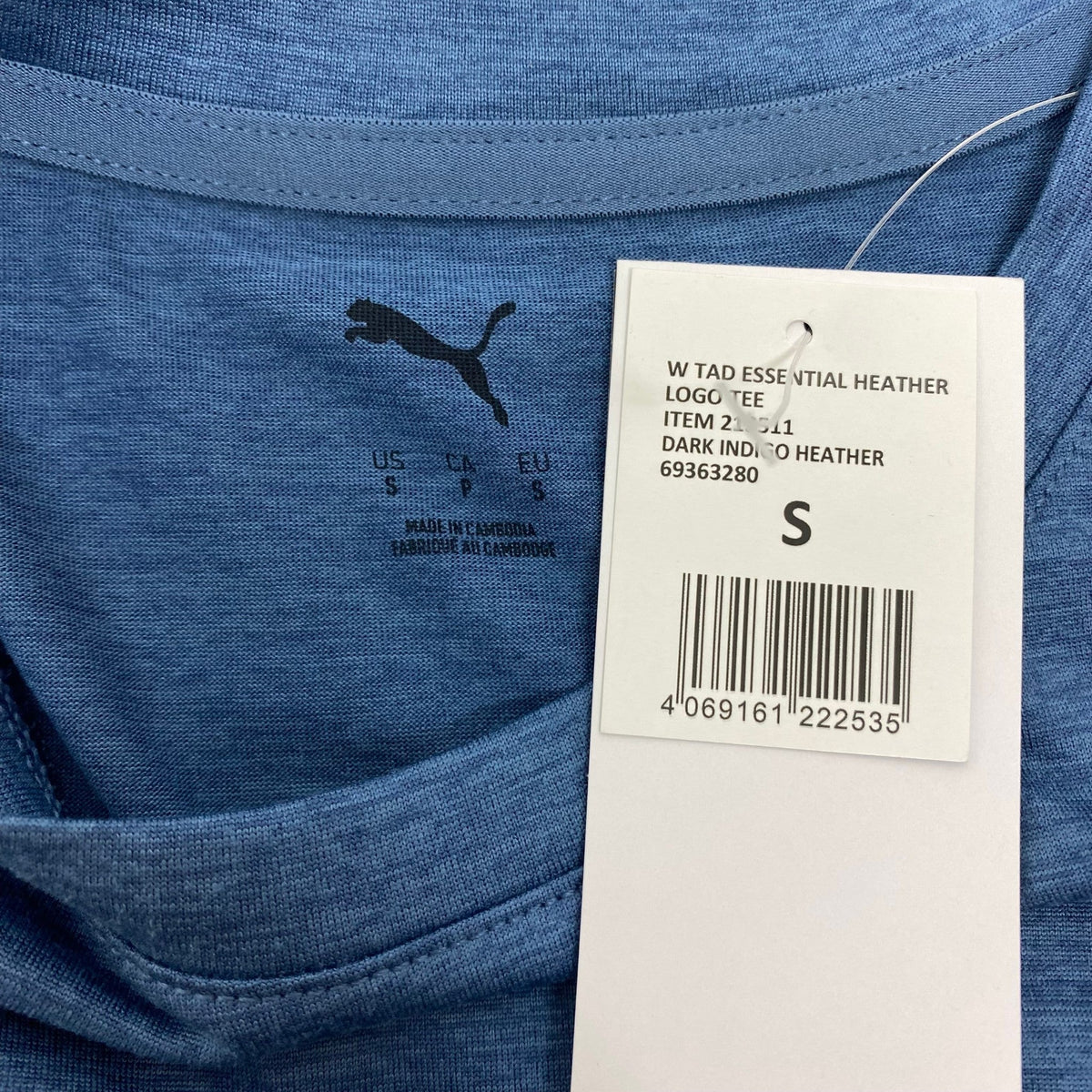 Puma Women's Tad Essential Heather Logo Tee - Dark Indigo Heather SIZE - Small