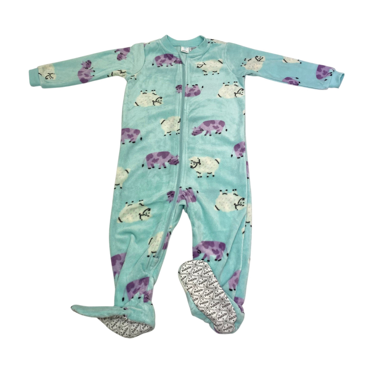 Pekkle Girl's Fleece Sleepsuit - Sheep & Cow - 18 Months