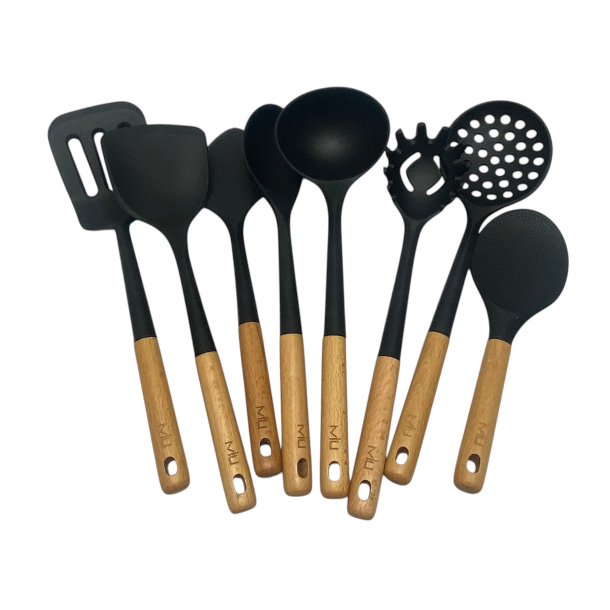 Miu Silicone Utensil Set 8 Piece Beechwood Handle