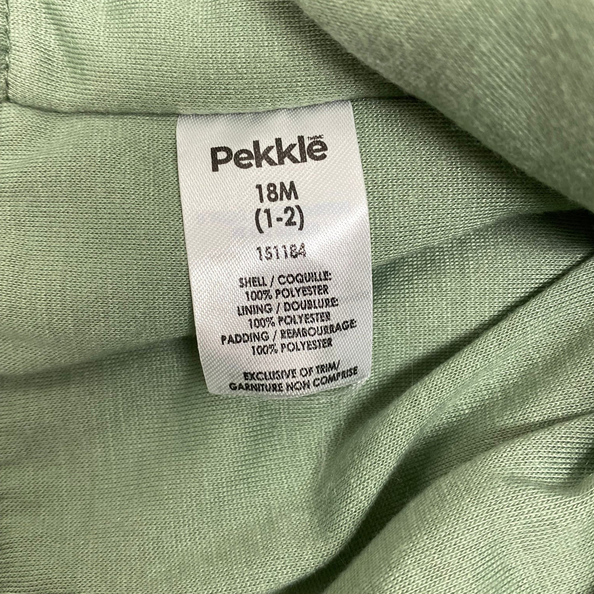 Pekkle Kid's Sleepsuit - Olive Hippo - Size 18 Months