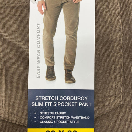 Tailor Vintage Men's Corduroy Slim Fit 5 Pocket Pants - Fallen Rock SIZE - 32